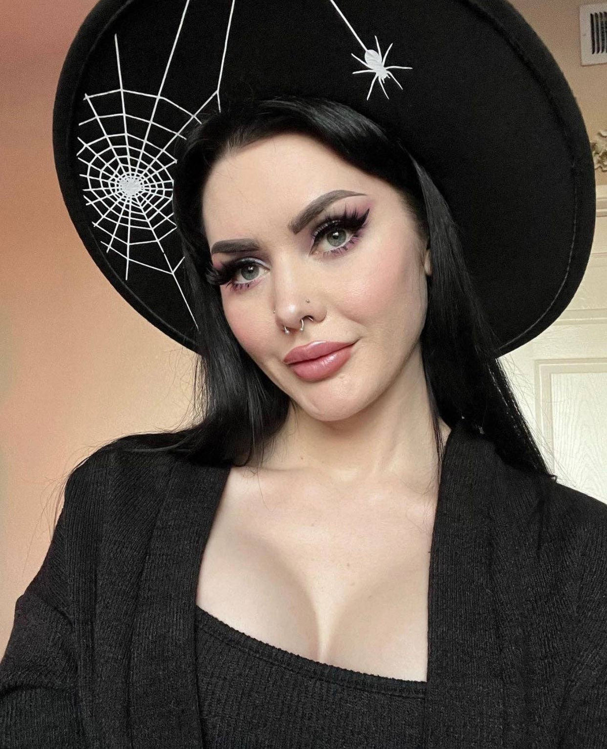 Wide Brim Spider Web Hat
