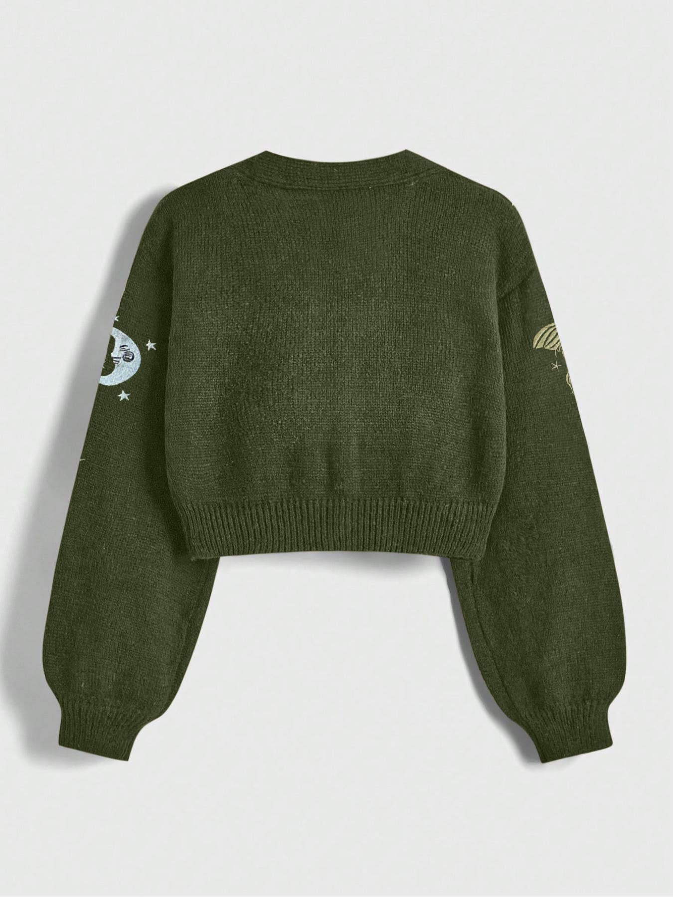 Embroidered Sun Moon Luna Moth Cardigan