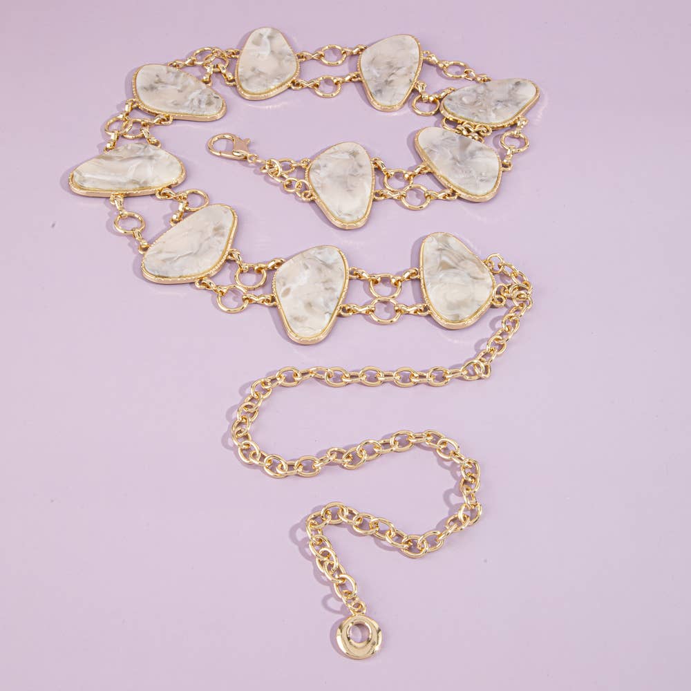 Marbled Tortoise Stone Chain Belt