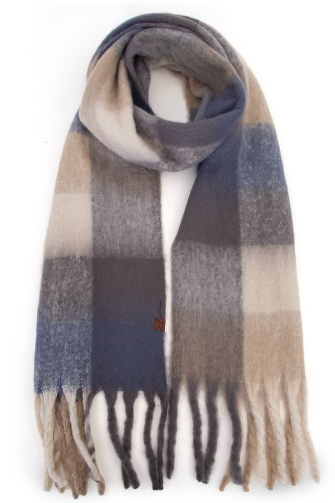 C.C Color Block Plaid Checkered Scarf