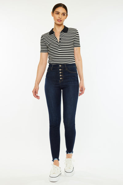 High Rise Button Fly Super Skinny Jeans
