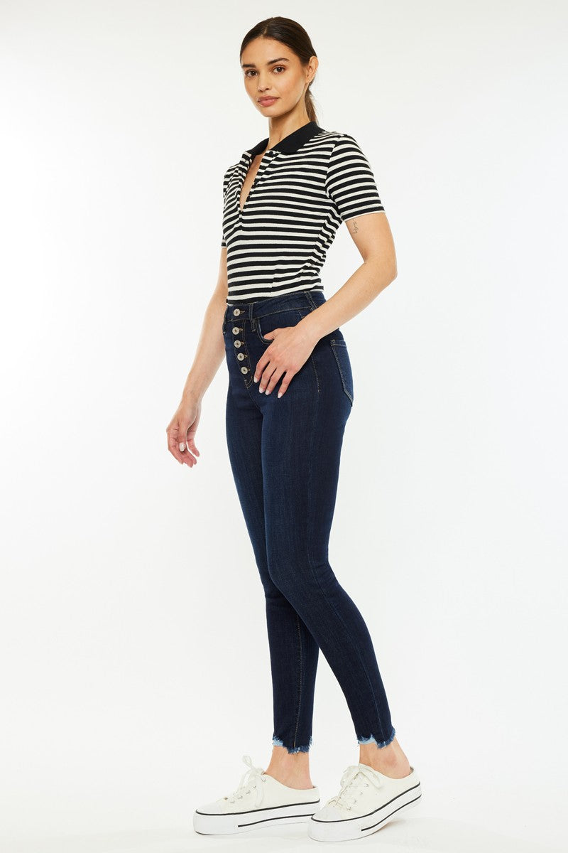 High Rise Button Fly Super Skinny Jeans