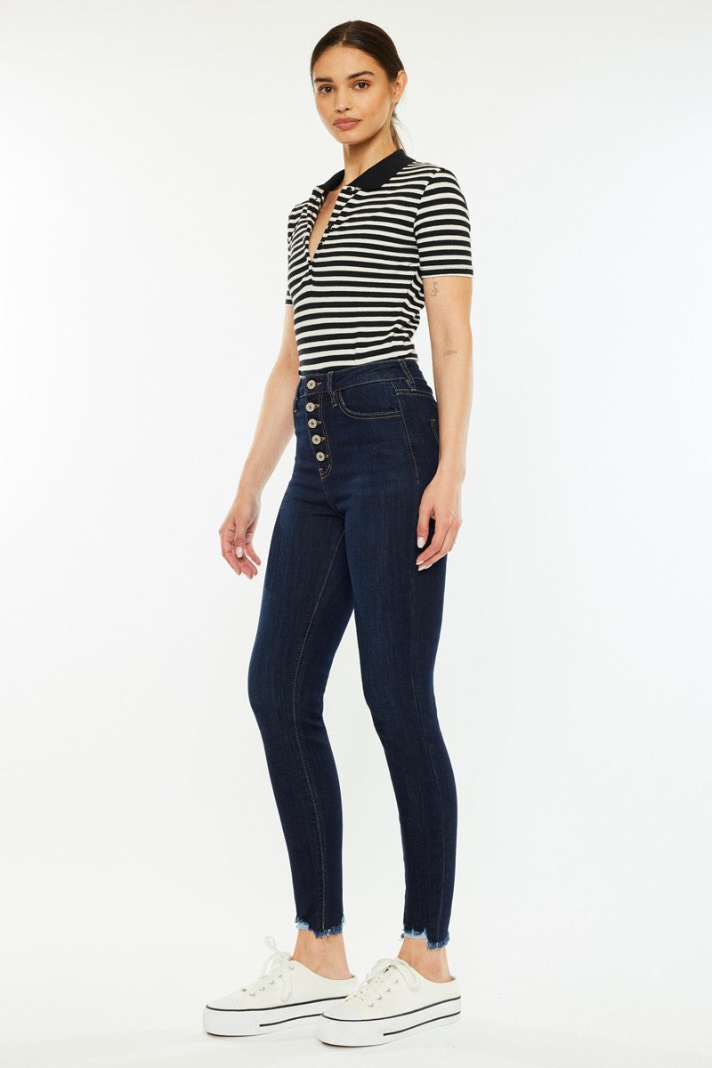 High Rise Button Fly Super Skinny Jeans