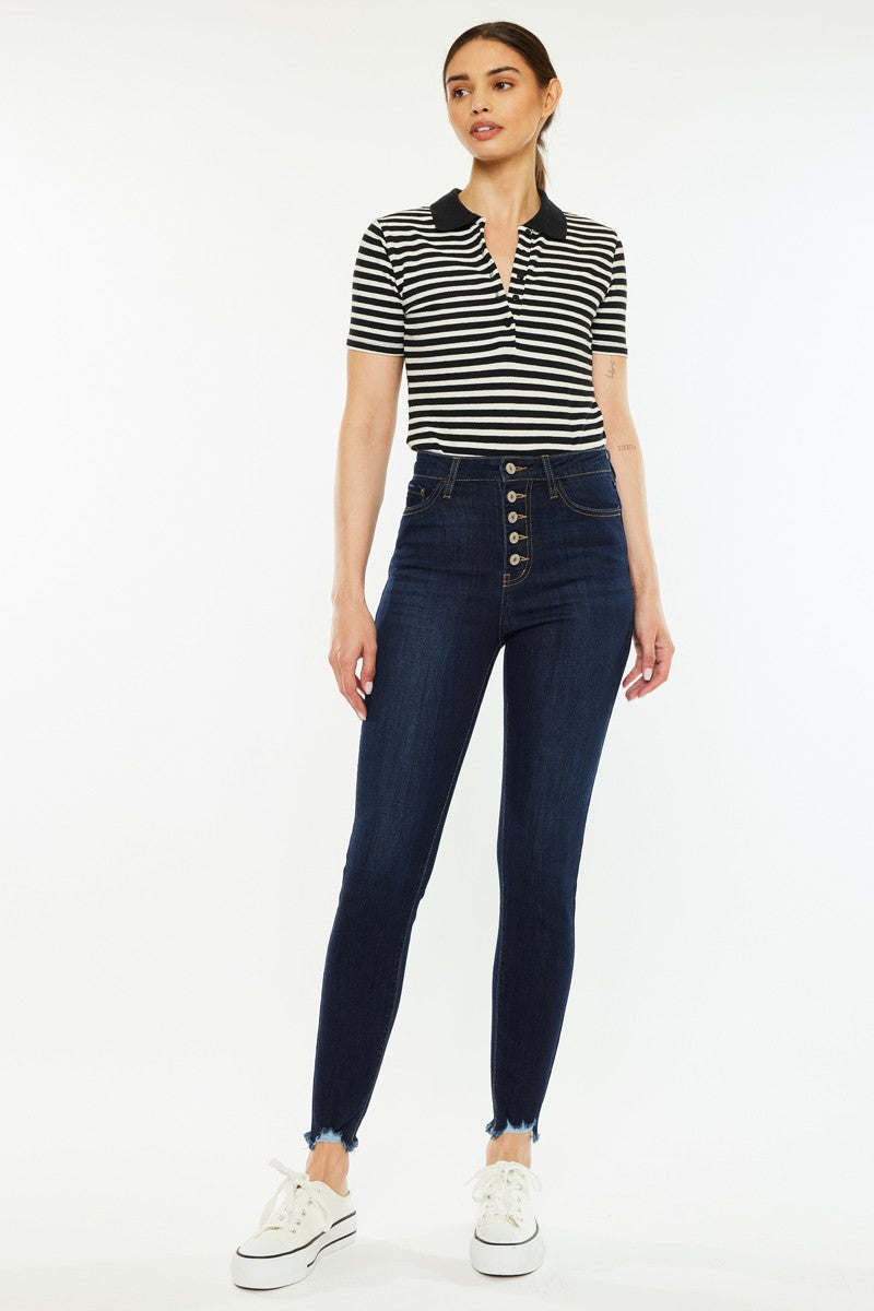 High Rise Button Fly Super Skinny Jeans