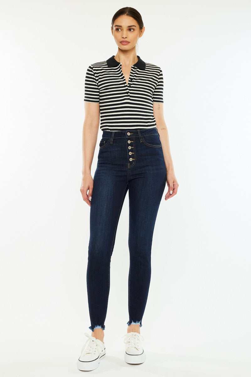High Rise Button Fly Super Skinny Jeans