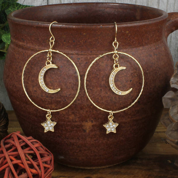 Moon & Star Dangle Earring