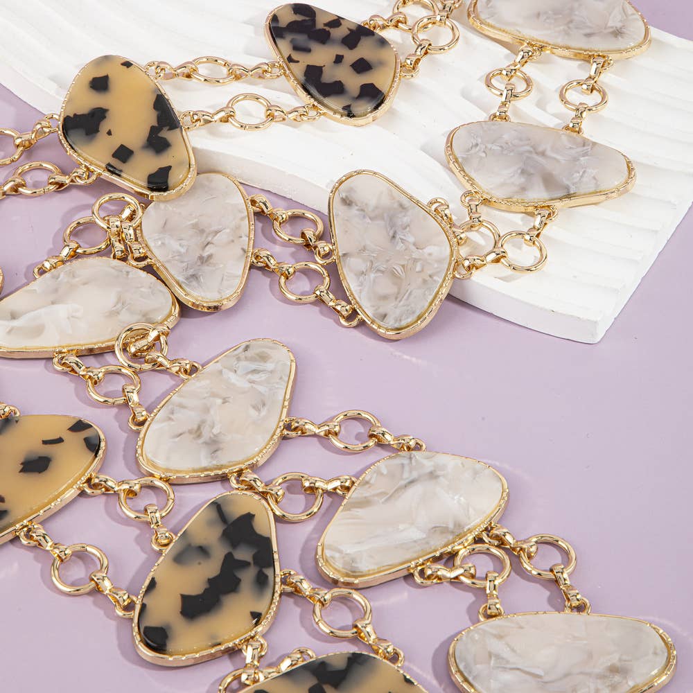 Marbled Tortoise Stone Chain Belt