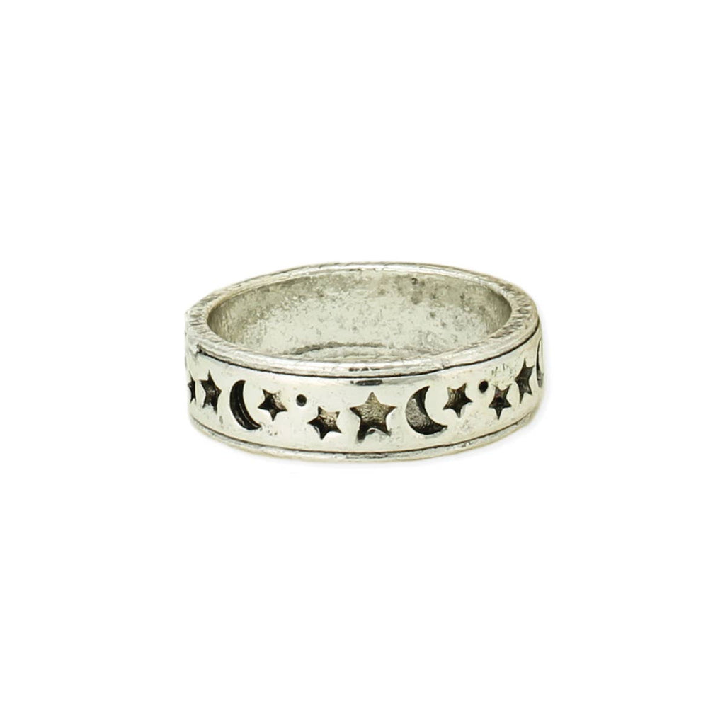 Oh My Moons & Stars Silver Band Ring