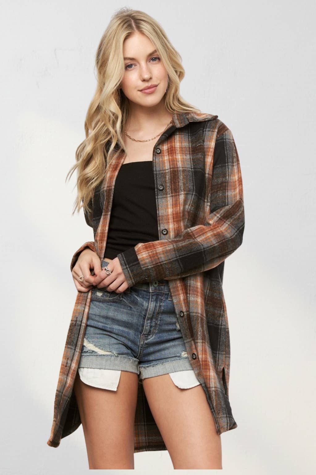 Button Down Flannel Shacket