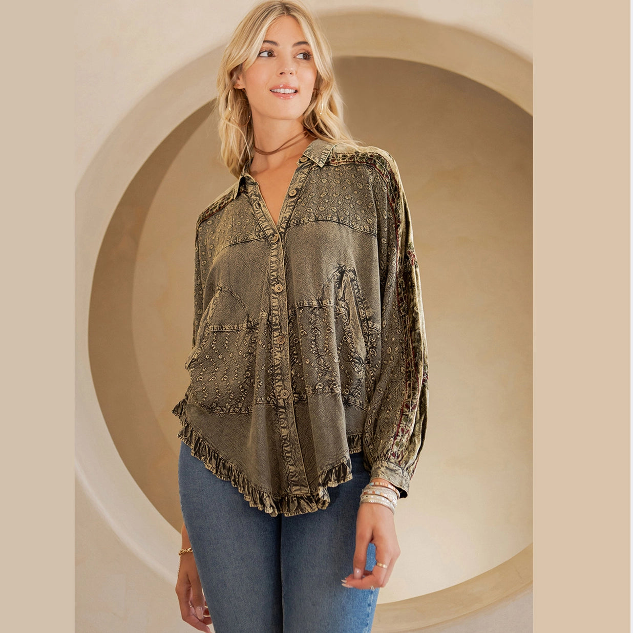 Boho Elegance Stonewashed Top