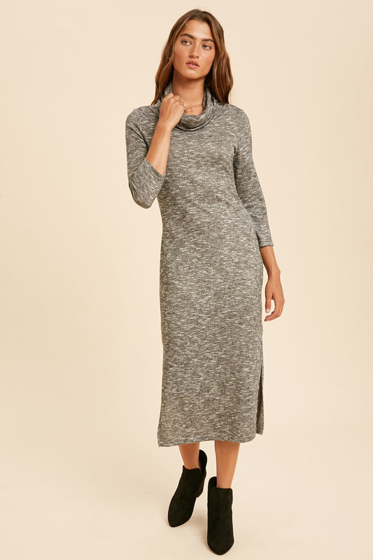 Cowl Neck Hacci Knit Dress