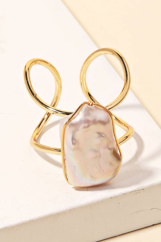 Rectangle Pearl Statement Ring