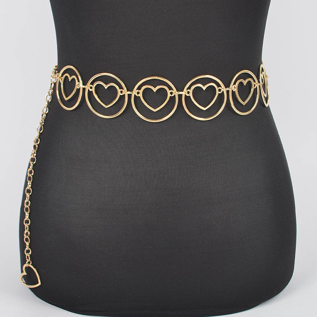 Heart Shape And O Ring Metal Chain Bel