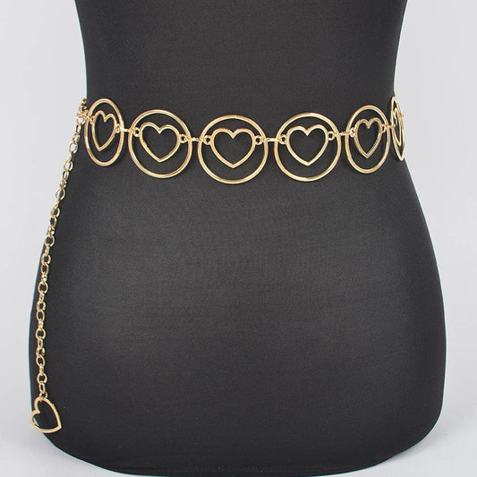 Heart Shape And O Ring Metal Chain Bel