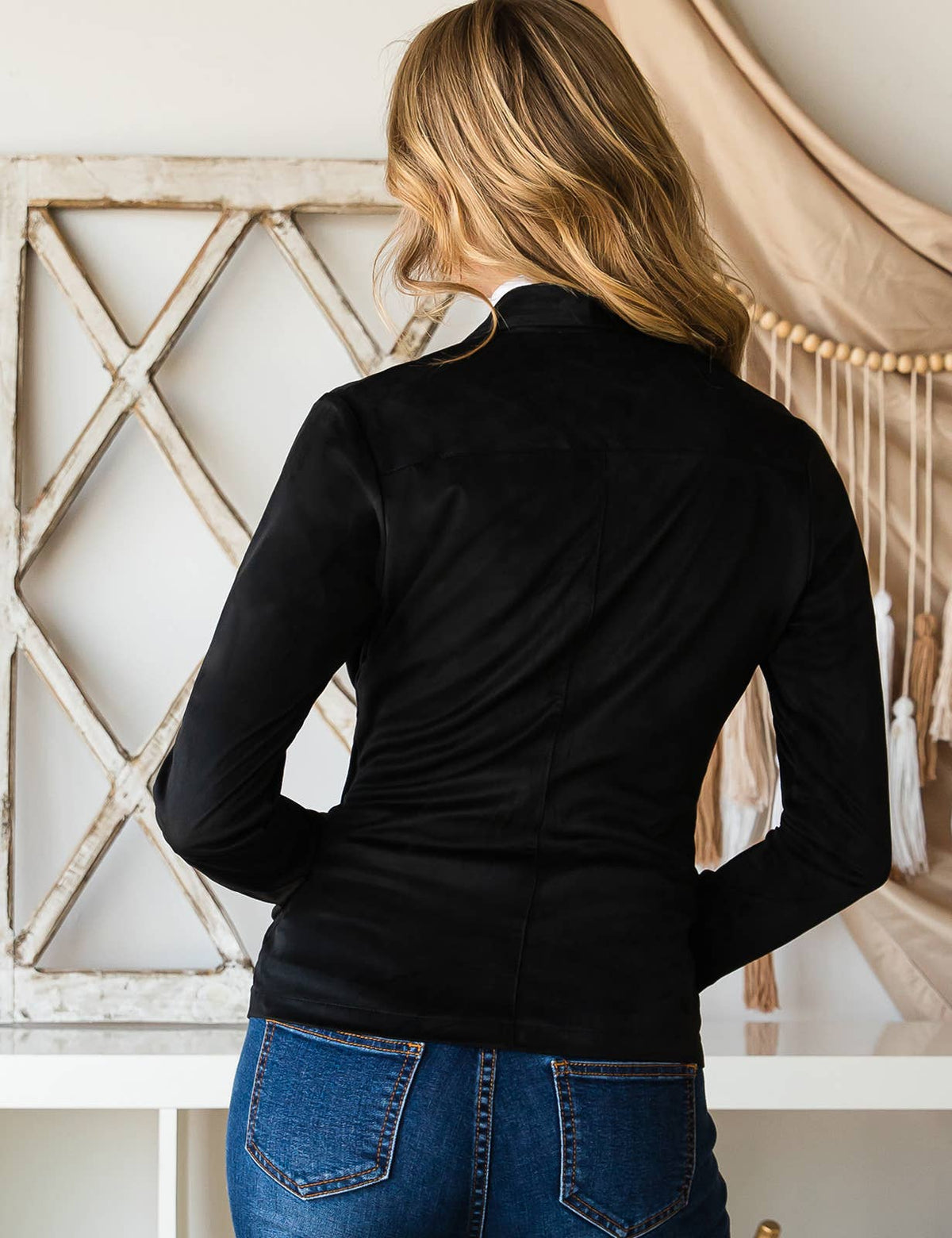 Faux Suede Moto Blazer