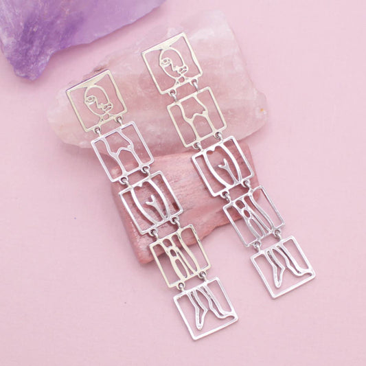 Feminine Form Silver Body Post Earrings