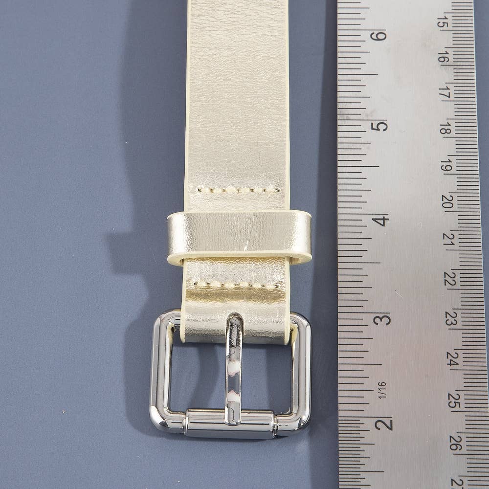 Metallic Star Cutout Leather Belt
