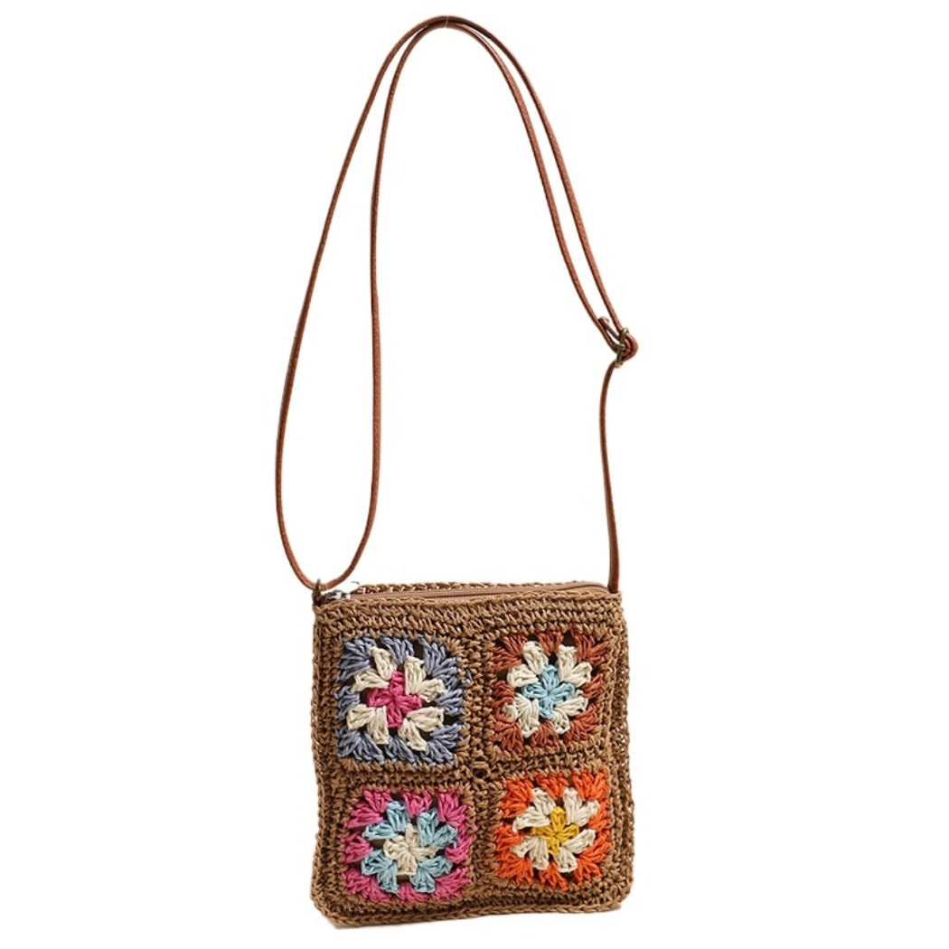Vintage Square Crochet Crossbody Bag