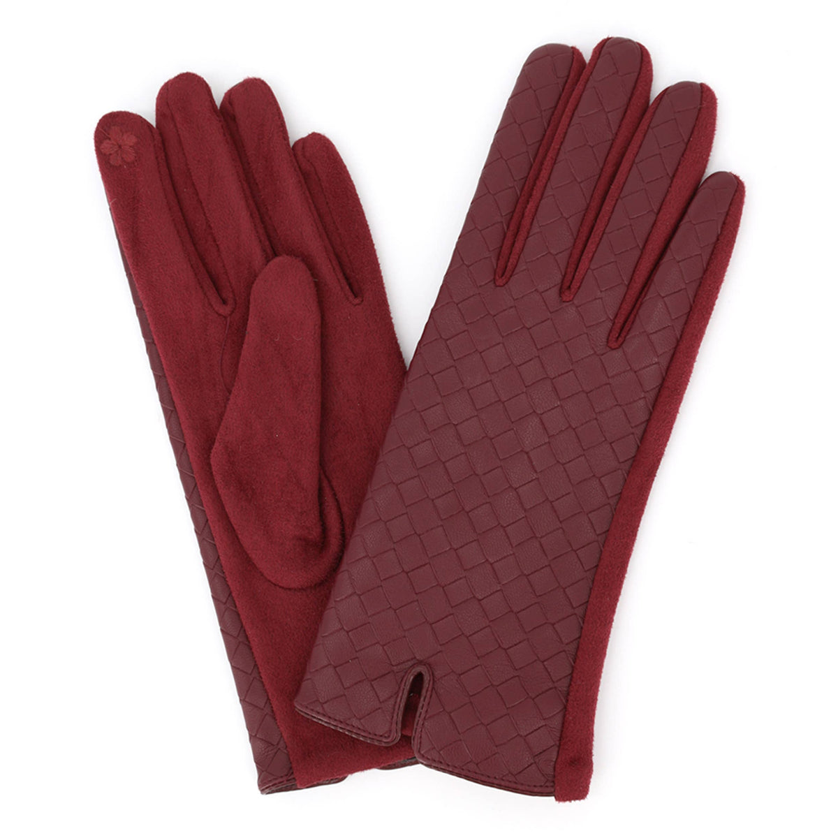 Quilted Faux Leather/Suede Touchscreen Gloves
