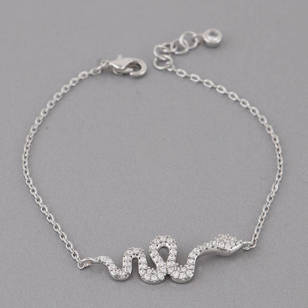 Rhinestone Snake Pendant Bracelet