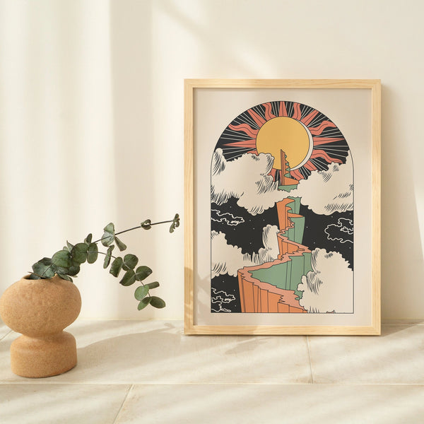 Path To the Sun Boho Mid-Century Style Art Print