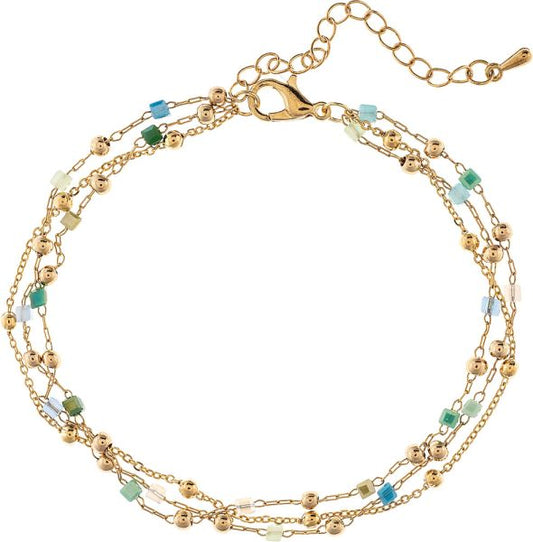 3 Row Beaded Chain Anklet