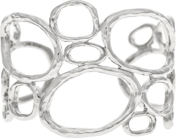 Silver Organic Ovals Wide Cuff Bracelet