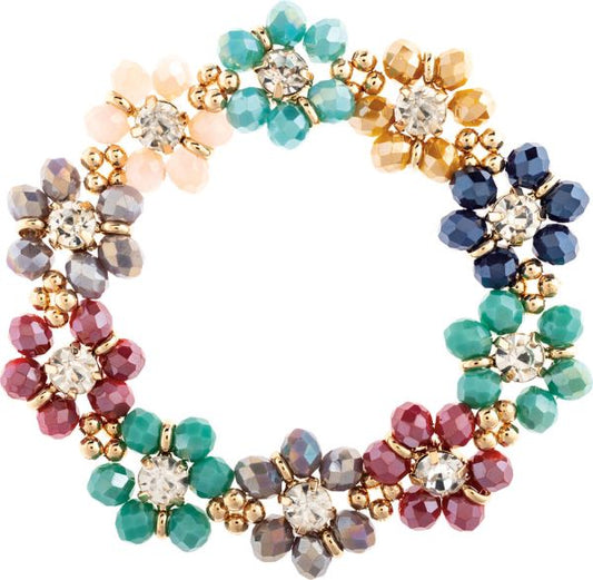 Beaded Flowers Chain Link Bracelet