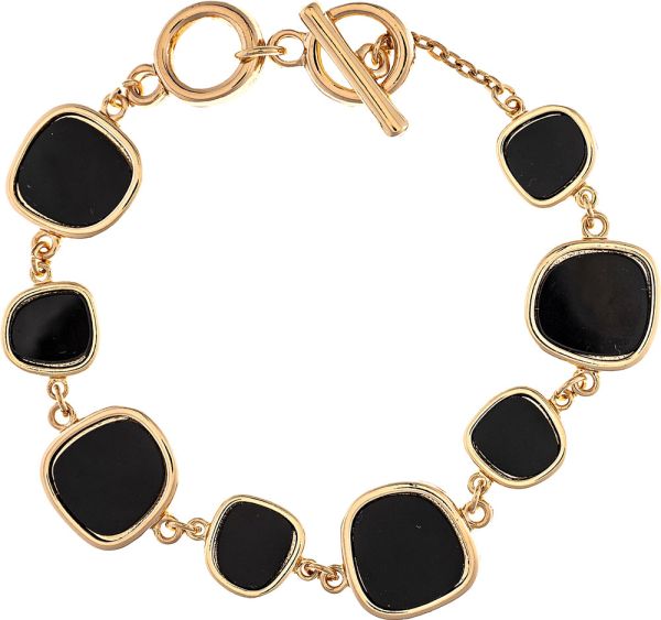 Gold Inlay Squares Toggle Bracelet