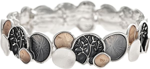 Neutrals Tree of Life Enamel Stretch Bracelet