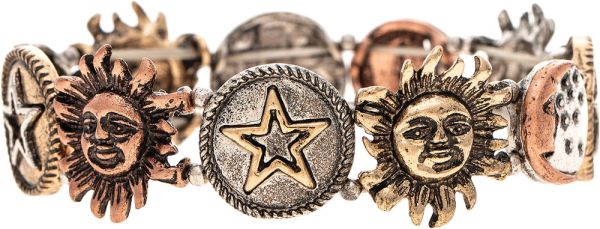 Multimetal Sun Moon and Stars Bracelet