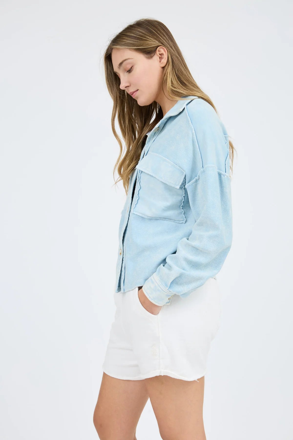 Vintage Washed Raw Edge Shacket