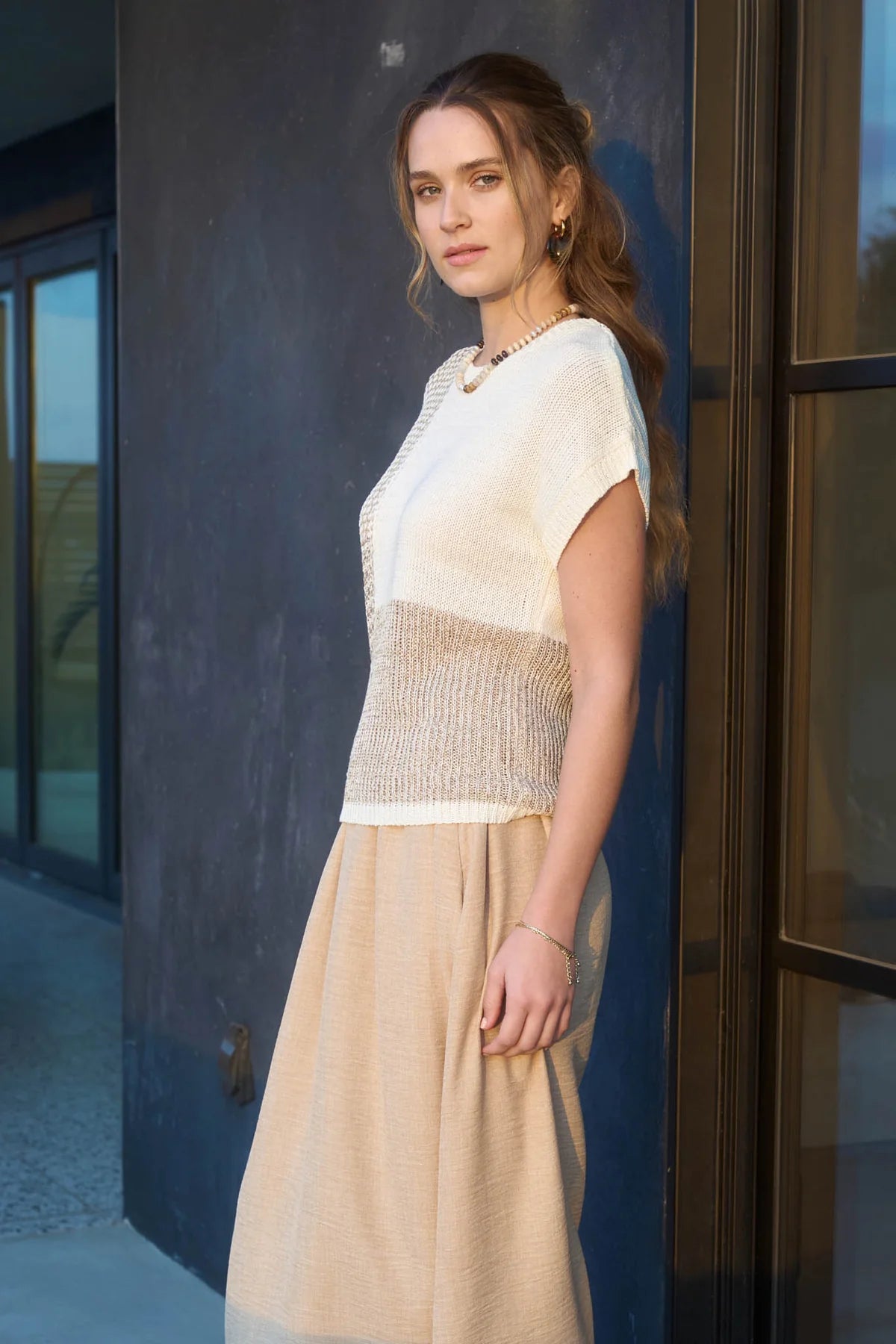 Multi Pattern Color Block S/S Knit