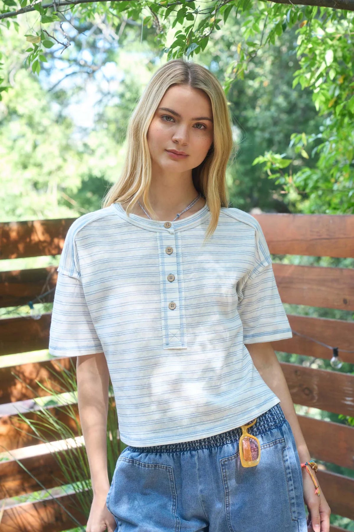 Striped Boxy Henley