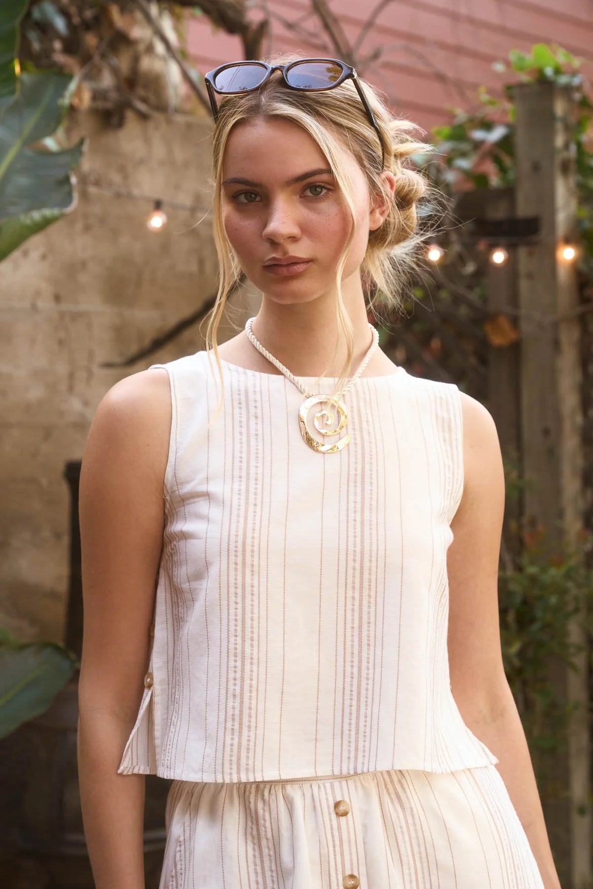 Sleeveless Side Button Top
