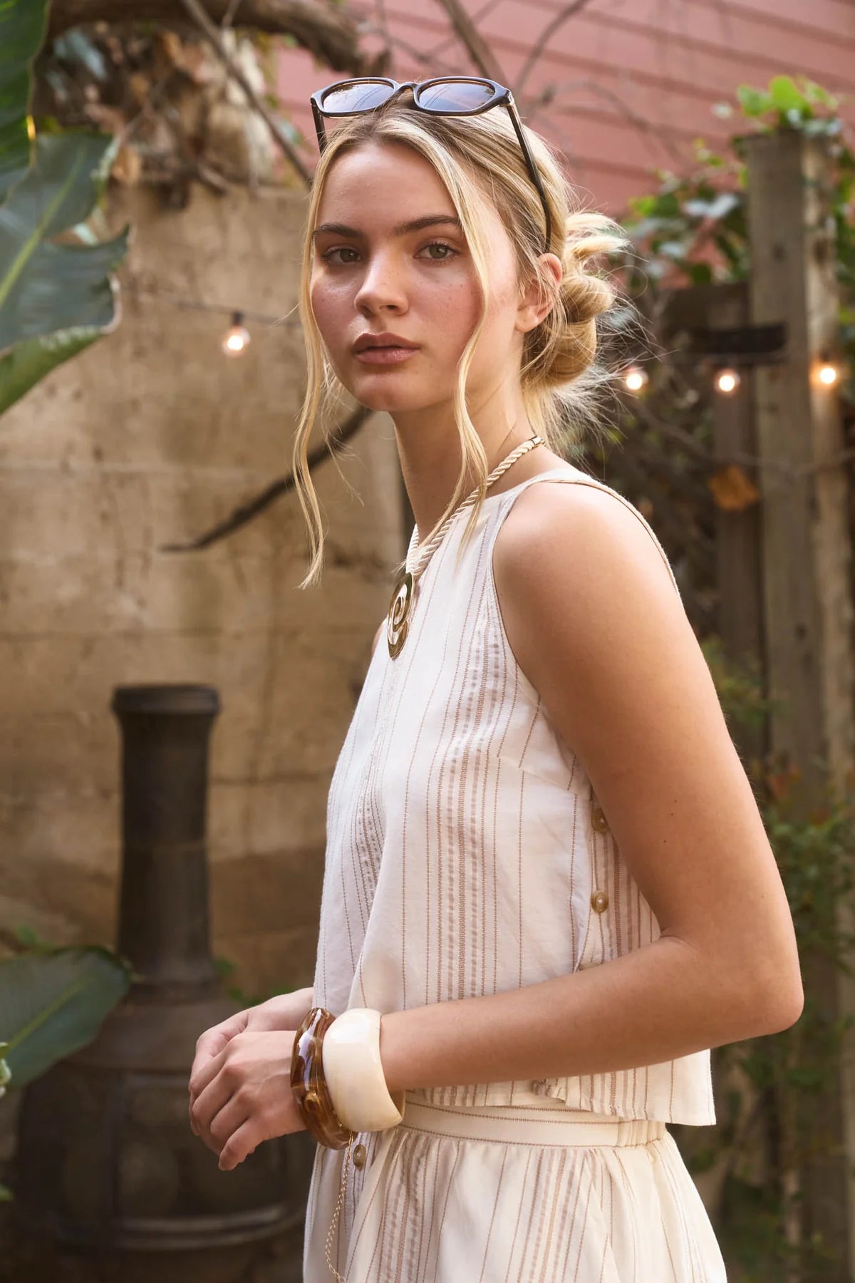Sleeveless Side Button Top
