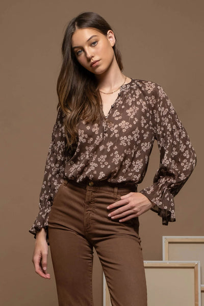 Fall Floral Sheer Top