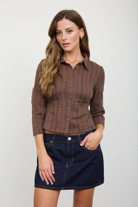 Collared Button-Down Top
