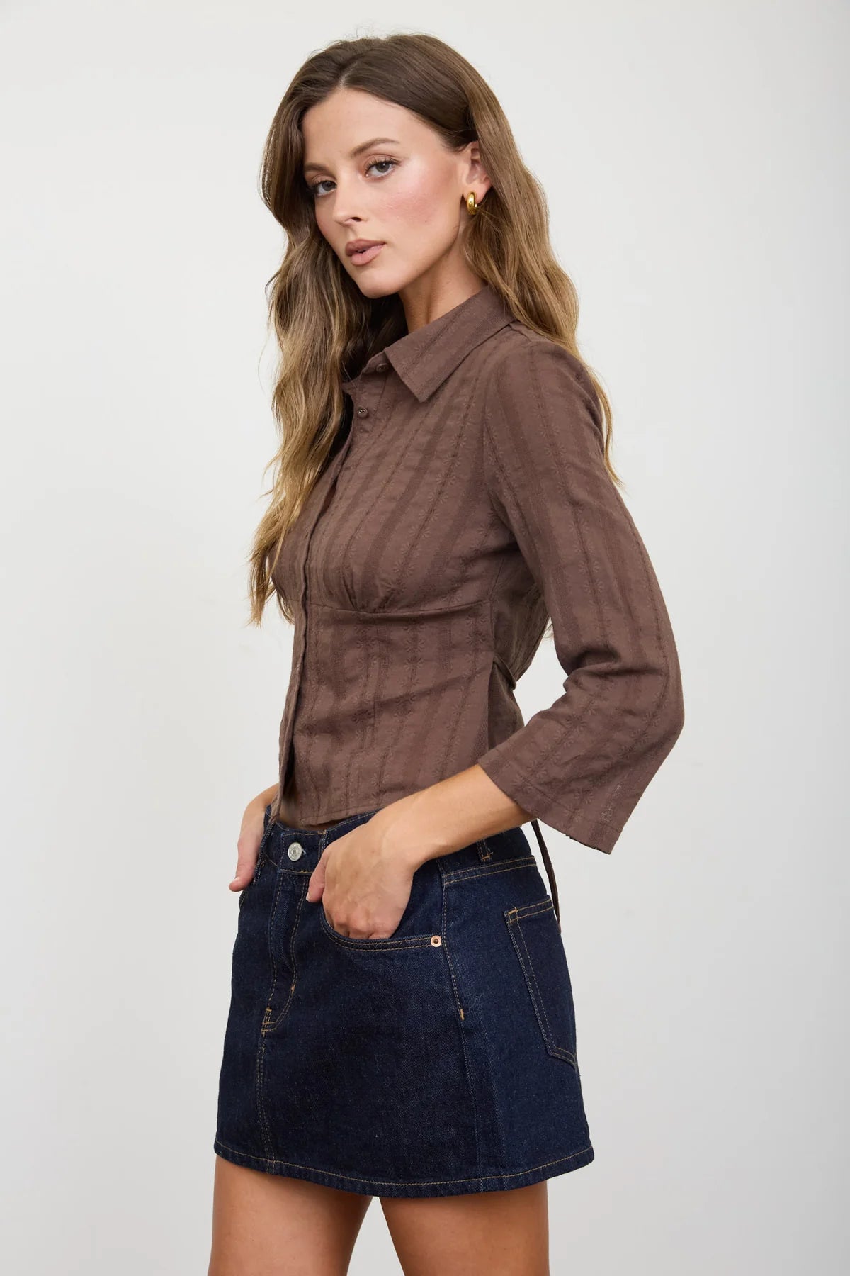 Collared Button-Down Top