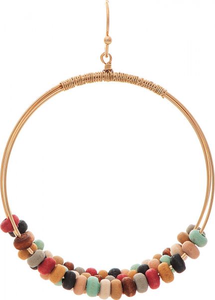 Multicolor Wood Bead Circles Earrings