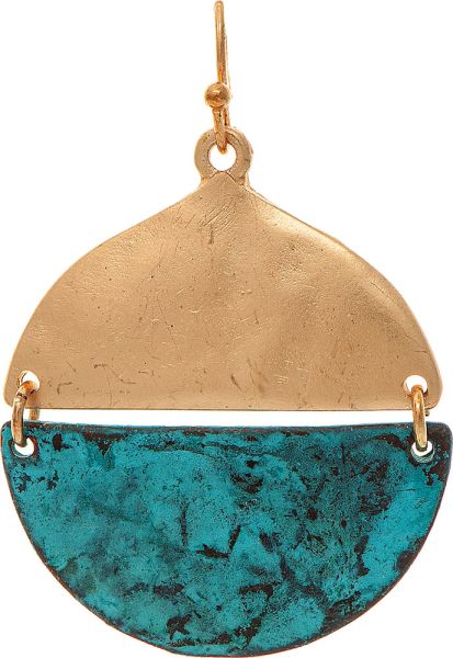 Two Tone Linked Half Circles Earring