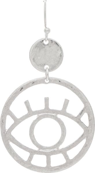 Silver Circle Evil Eye Earring