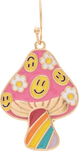 Happy Rainbow Mushroom Earring