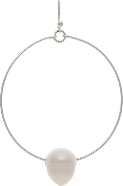 Silver Single Freshwater Pearl Circle Earring