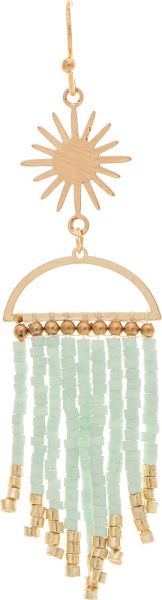Gold Sun Beaded Fringe Earring