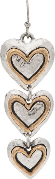 Two Tone Triple Framed Hearts Earring