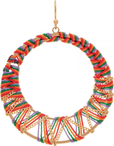 Colorful Chain and Thread Wrap Earring