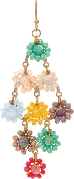 Purple Beaded Flower Chandelier Earring