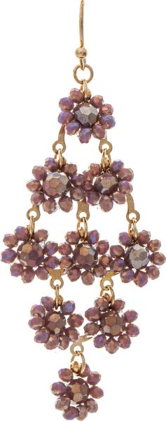 Purple Beaded Flower Chandelier Earring