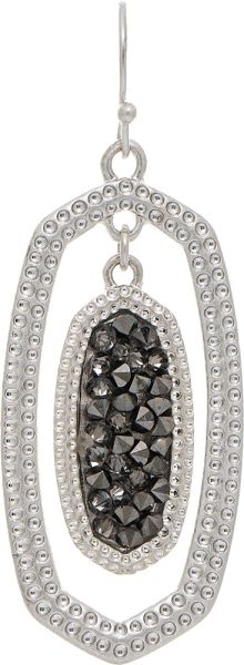 Silver Grey Crystal Center Ellipse Earring